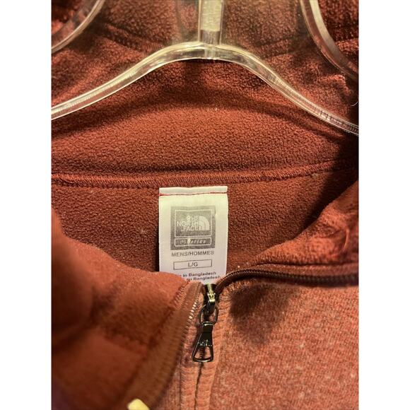The North Face Men’s L Red Long Sleeve 1/4 Zip Cotton Acrylic Wool Blend Sweater - Picture 2 of 16